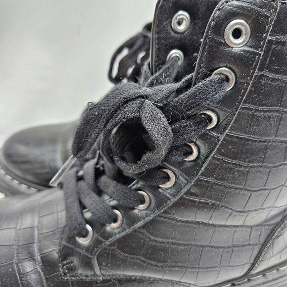 Sugar Combat Boots Womens Kaedy Size 8 M Black Textured Faux Gator 1/2 inch - Picture 7 of 10